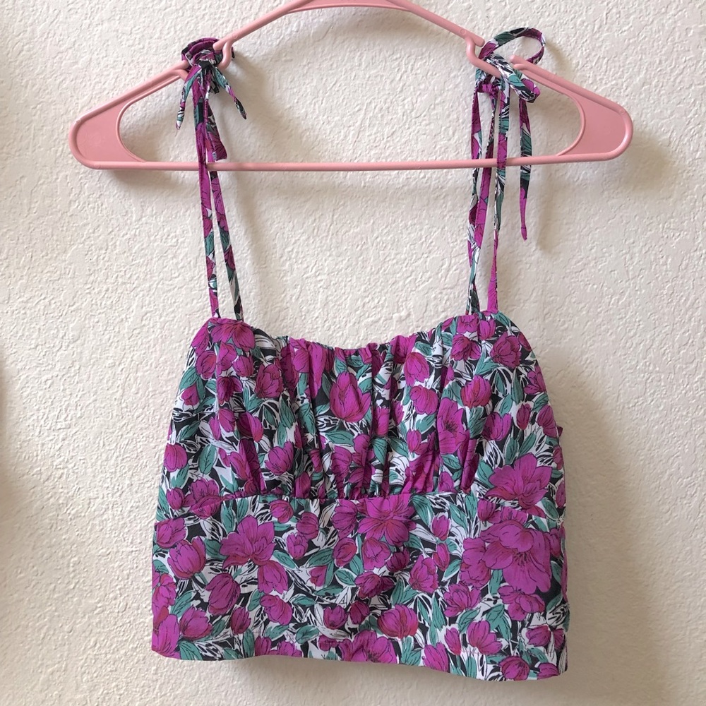Purple floral crop top